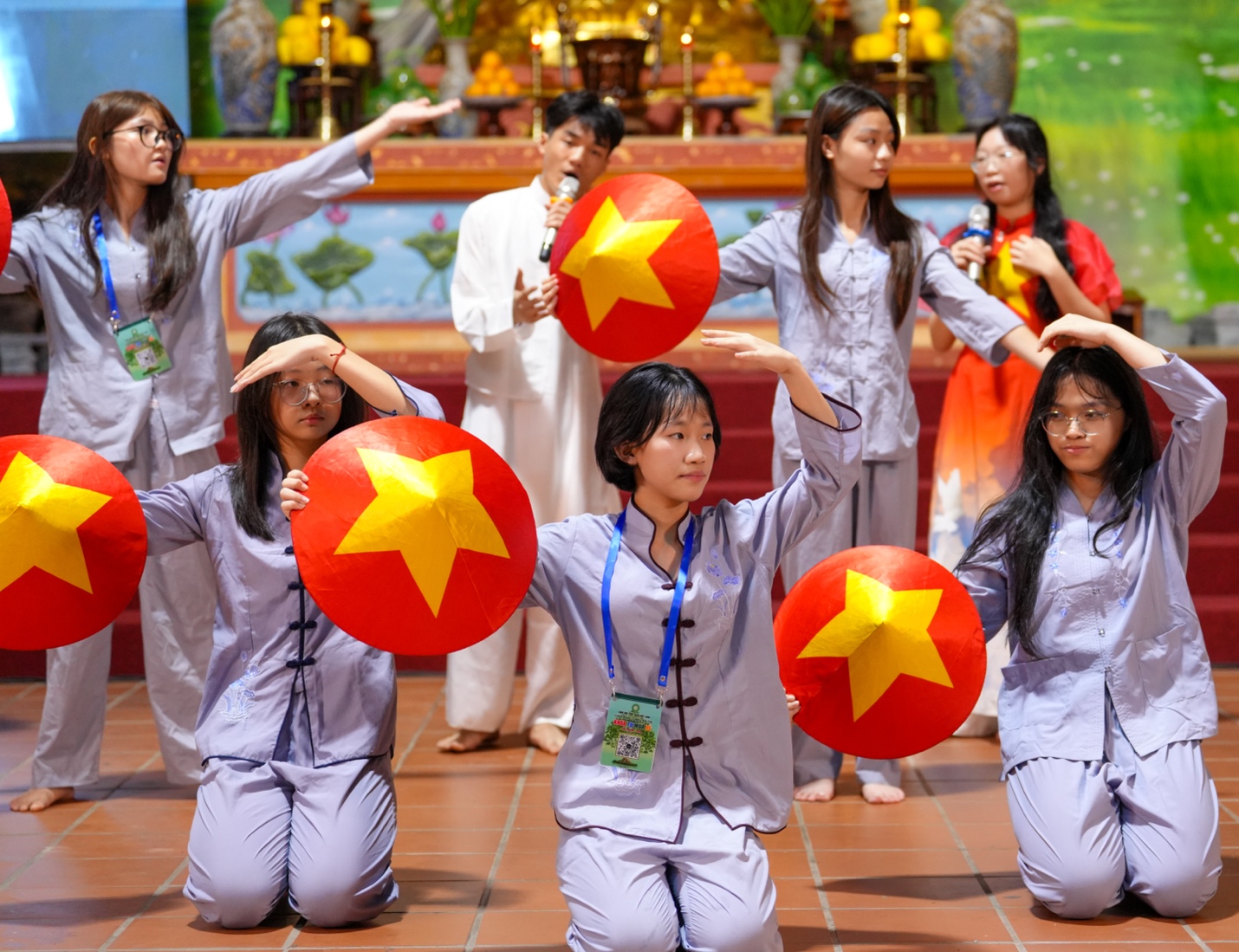 A group of people holding round objects AI-generated content may be incorrect.