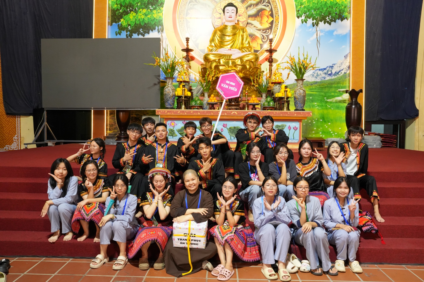 A group of people posing for a photo AI-generated content may be incorrect.