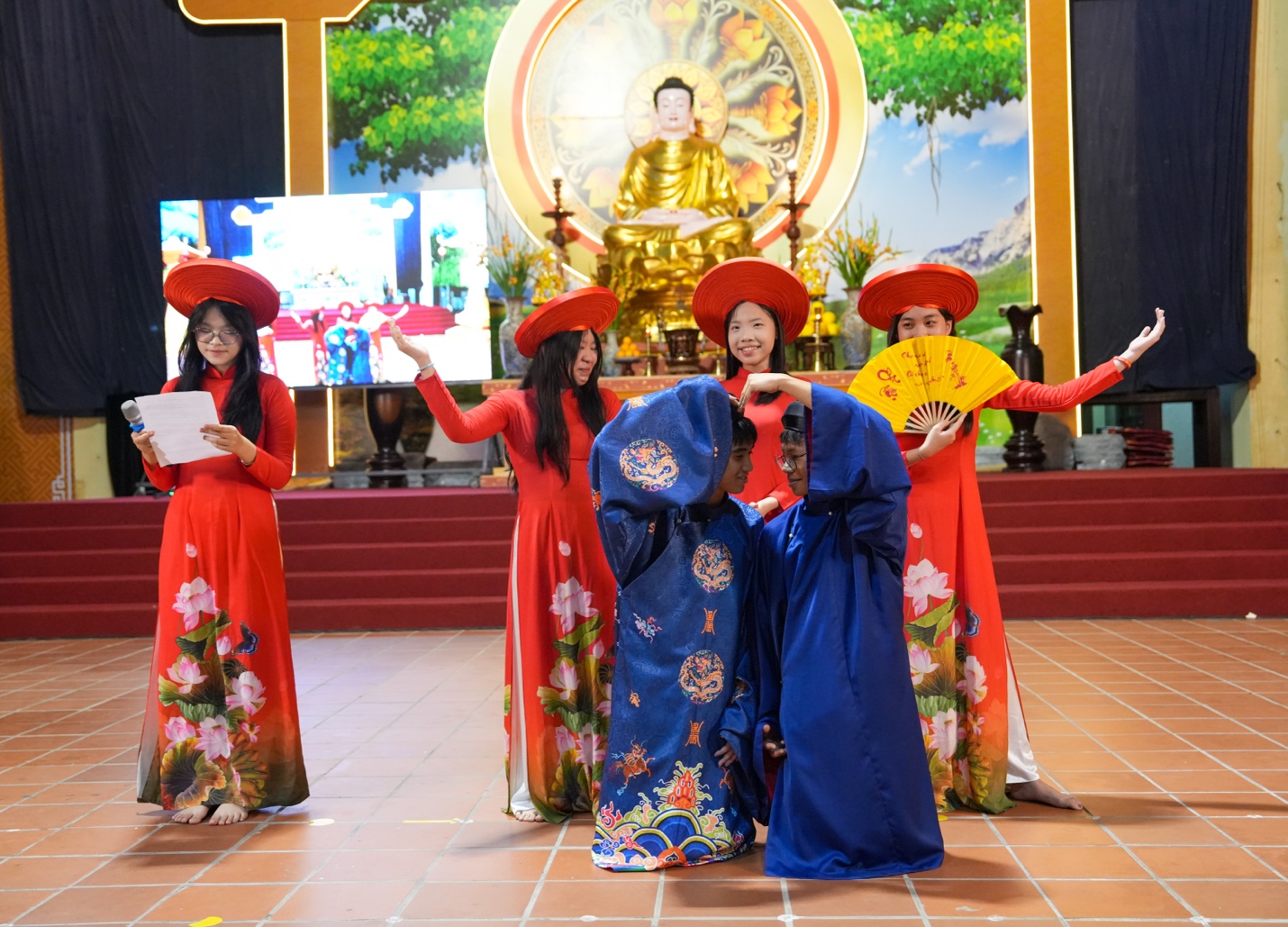 A group of people wearing traditional clothing AI-generated content may be incorrect.