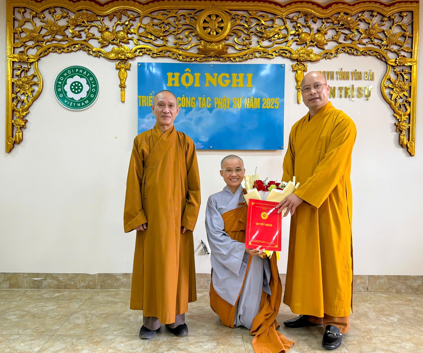 A group of people in orange robes AI-generated content may be incorrect.