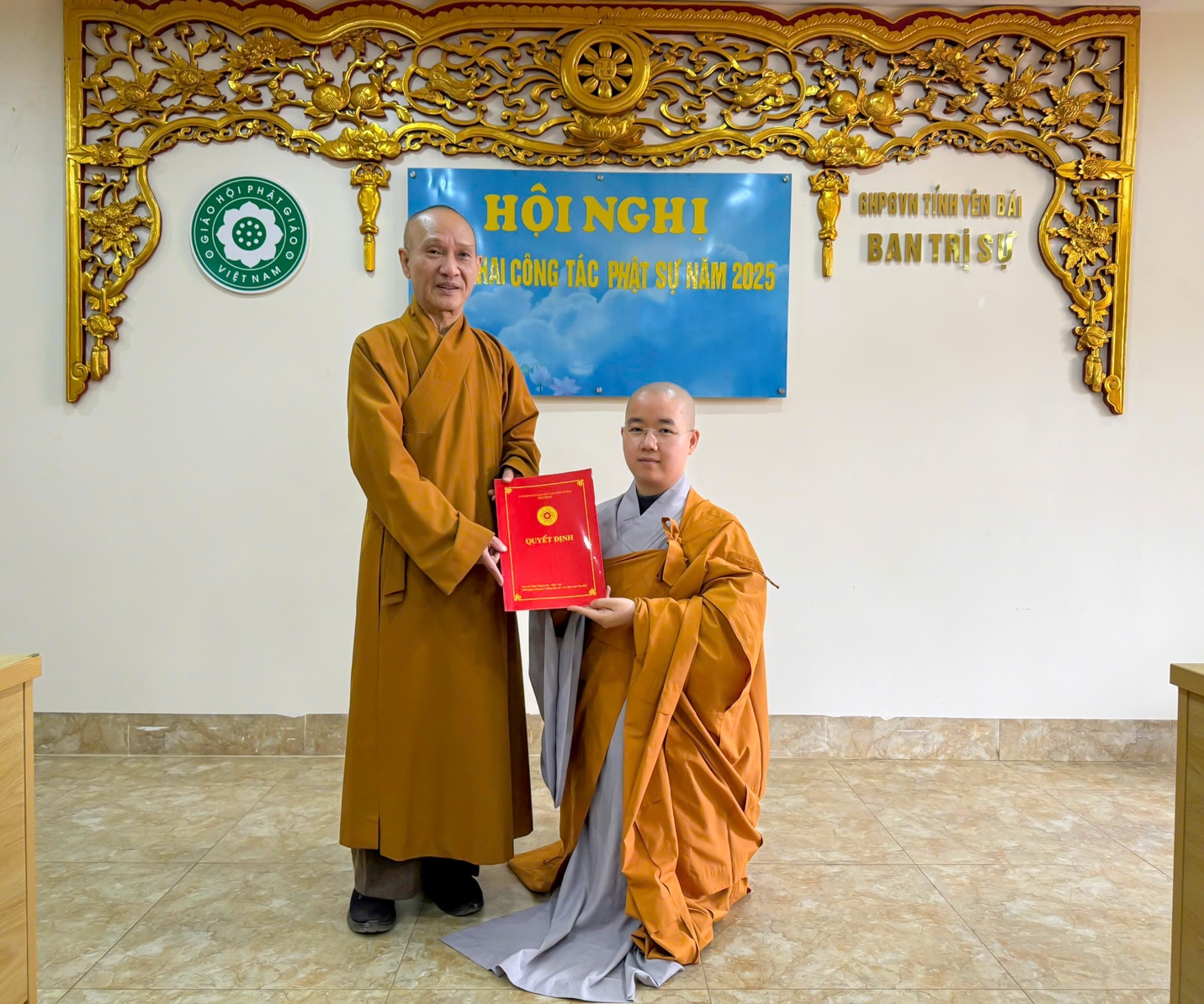 Two men in robes holding a certificate AI-generated content may be incorrect.